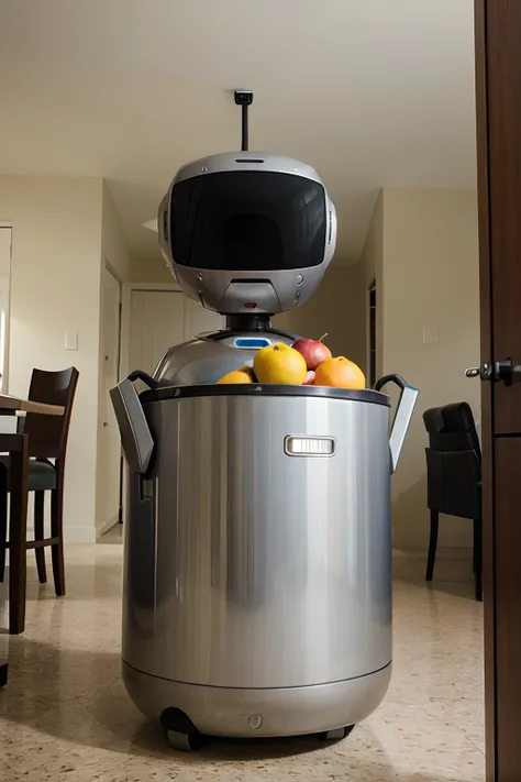 a robot , contemporary , em, Indoors,  Fruit basket