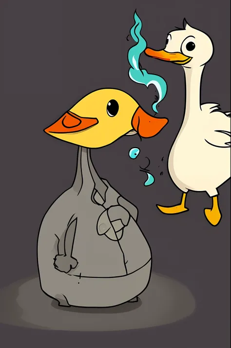 A cartoon duck smoking crack