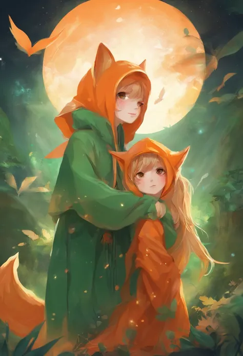 Two girls in a green frog hoodie and an orange fox hoodie、Halloween Events