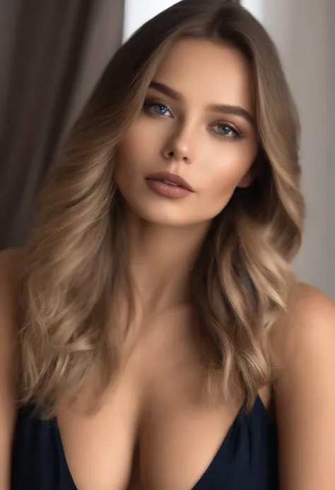 Arafed woman completely , Latina, fille sexy aux yeux bleus, ultra realist, Meticulously detailed, Portrait Sophie Mudd, cheveux blonds et grands yeux, selfie of a young woman, Yeux de chambre, Violet Myers, sans maquillage, maquillage naturel, looking str...