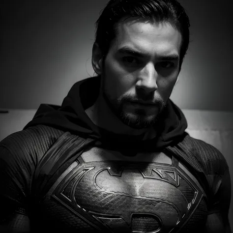 Old Monochrome Superman Portrait with Short Beard.