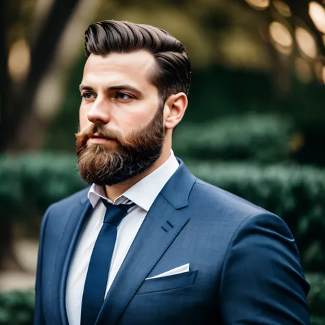 /promt Photo of Alex Hormozi , 30 years, successful appearance, beard, air of seriousness, short beard, wearing suit, best quality, rim lighting, highly detailed skin, 8k uhd, dslr, high quality, high resolution, 4k, 8k