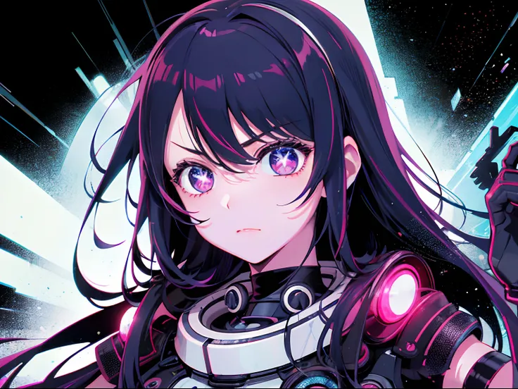 Ai Hoshino,cyberpunked,White background