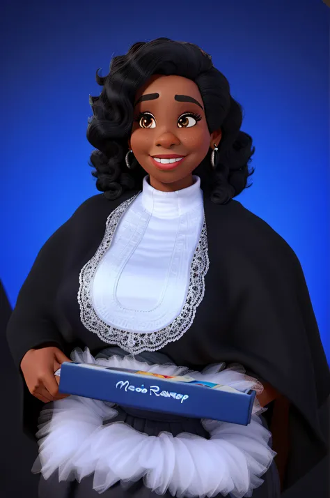 Uma mulher negra, 60 anos, estilo disney, pixar, alta qualidade, melhor qualidade