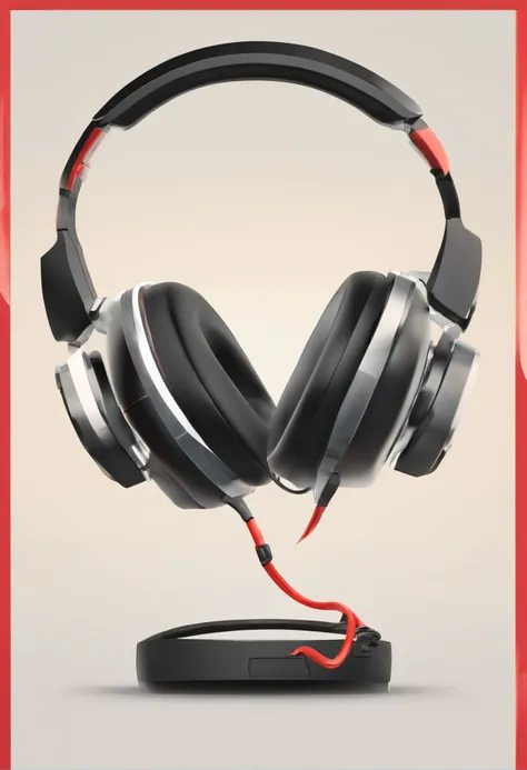 Headset product promotional image，Minimalist，Color collision，The headphones block out outside noise，Flat design