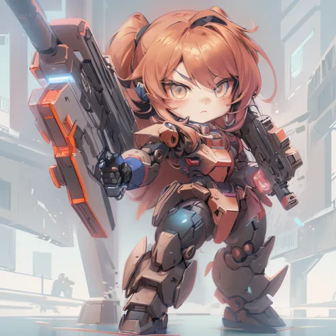 anime characters with guns and guns in their hands, girl in mecha cyber armor, female mech, anime manga robot!! anime girl, cool...