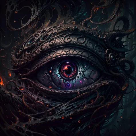 (highres,ultra-detailed,realistic:1.2),(horror:1.1),(close shot:1.1)devil's eye in the style of hp.lovecraft, (vibrant colors),(...