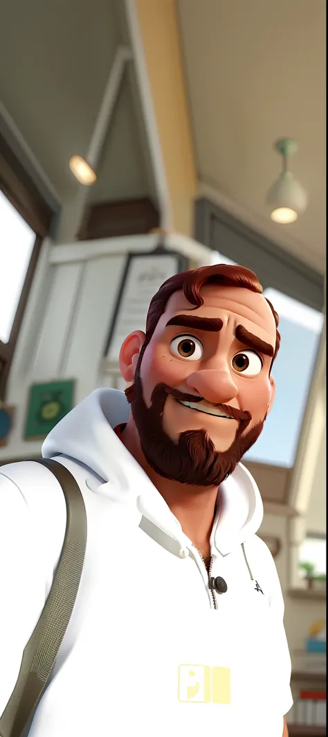 Um homem moreno escuro, estilo Disney Pixar, alta qualidade, melhor qualidade