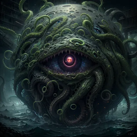 (best quality,4k,8k,highres,masterpiece:1.2),ultra-detailed,(realistic,photorealistic,photo-realistic:1.37),eldritch eye monster...