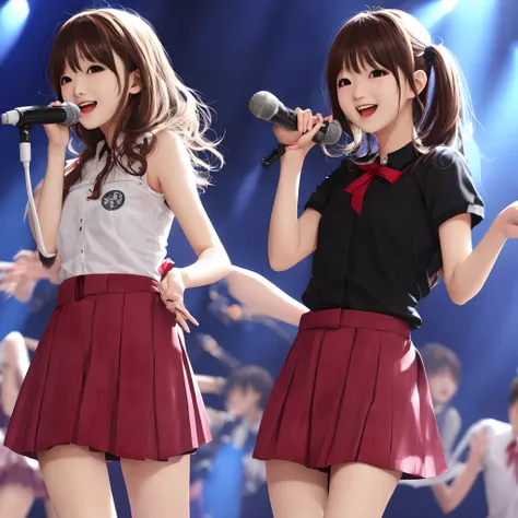 akb48, miniskirt, stage, dancing, cute, microphone