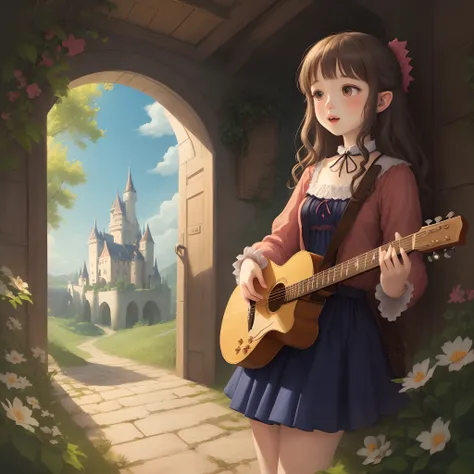 Illustration for a fairy tale about a girl, Who lives for music