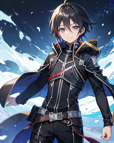 kirito, smile, HD, high res, looking at viewer, high quality