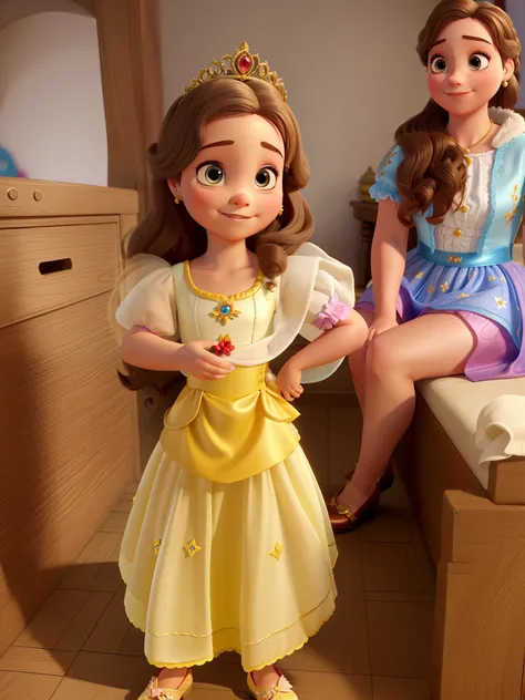 Uma menina vestida de princesa, estilo Disney pixar, melhor qualidade, alta qualidade