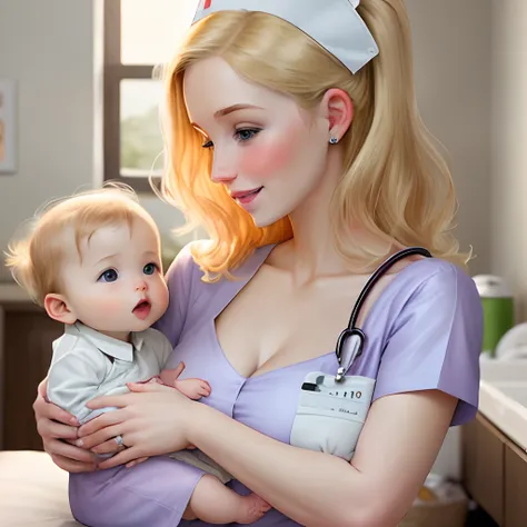 Blonde Nurse Babies Mothers Breastfeeding