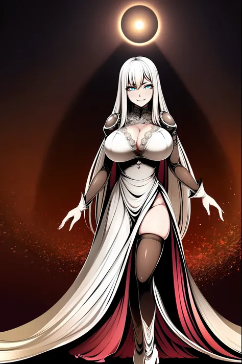 Rip Van Winkle, Hellsing Ultimate,full body, walking, divine aura, sun halo, solar halo, long skirt, porcelain skin, ethereal, graceful movement, flowing black hair, radiant beauty, enchanting gaze, serene expression, soft sunlight, angelic presence, celes...