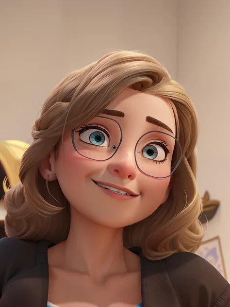 Uma mulher branca Disney pixar, cabelo curto, alta qualidade