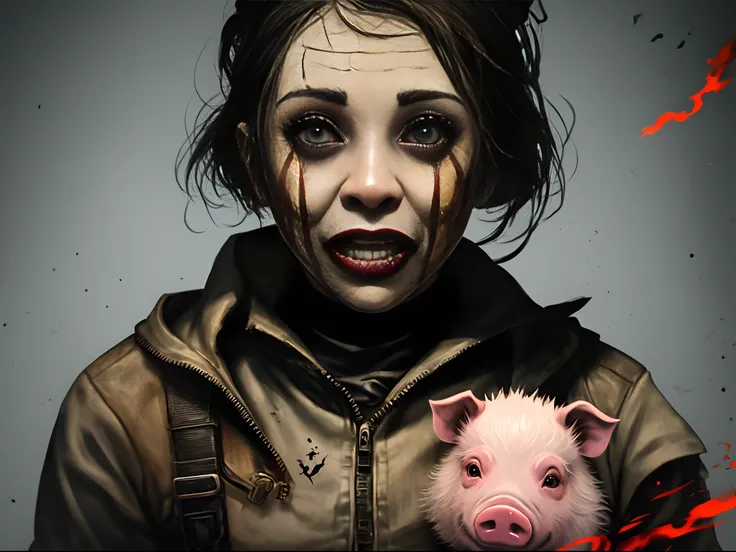 The Pig from Dead by Daylight in the style of Daganronpa