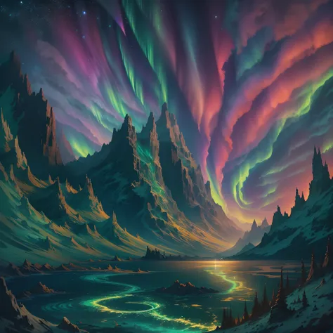 trippy art,(aurora borealis),Devils Eye,starrysky。