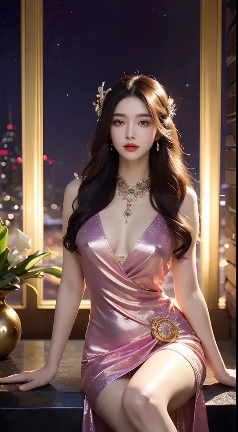 1 zodiac goddess from the future, wearing a thin silk dress., the goddess of the palace is beautiful., the zodiac goddess wears ...