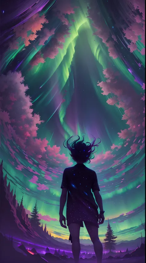 trippy art,(aurora borealis),The demons,starrysky。