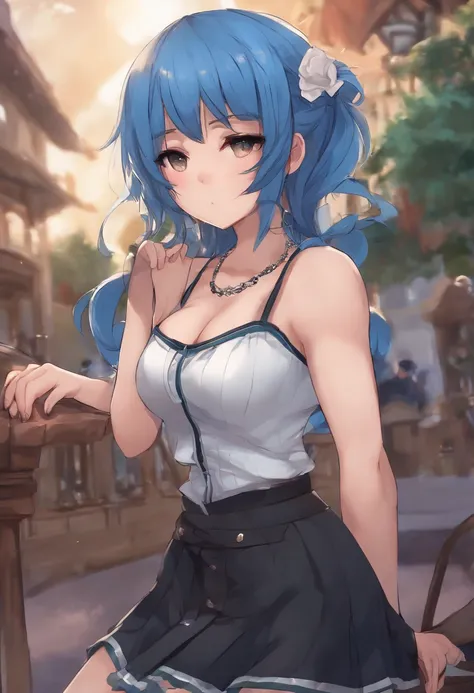 Two-dimensional big-breasted loli blue hair cute angry expression scantily dressed