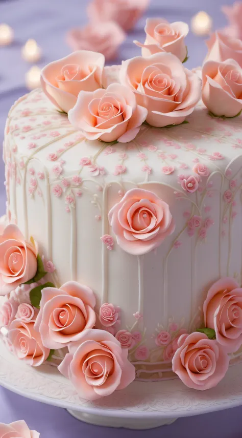 there is a white cake with pink roses on it, cake art, with intricate details, exquisite floral details, cakes, with intricate detail, exquisitely intricate details, with soft pink colors, exquisitely detailed, cake, decorated with flowers, exquisitely orn...