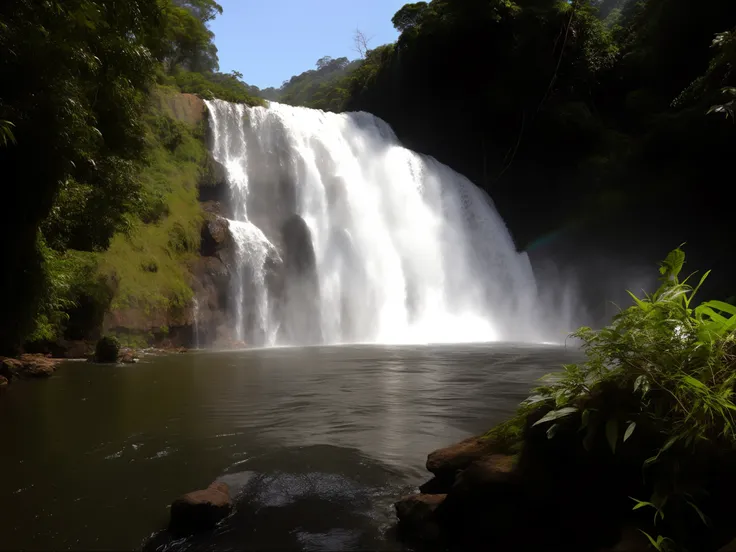 Poster inspirado na Pixar, Theres a waterfall thats coming down the side of a hill, waterfall, cachoeira no fundo, (waterfall), com cachoeiras e rio, Cachoeira imensa, com cachoeiras, Cachoeiras, cachoeira ao fundo, water fall, Rainbow River Waterfall, cac...