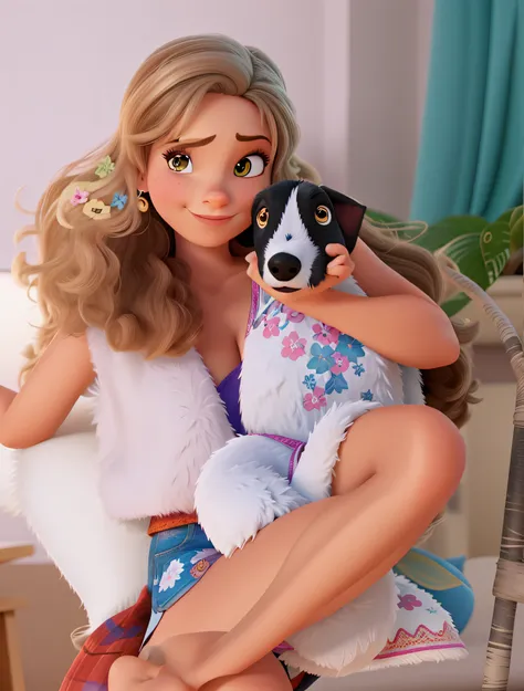 Uma mulher loira estilo disney pixar, alta qualidade