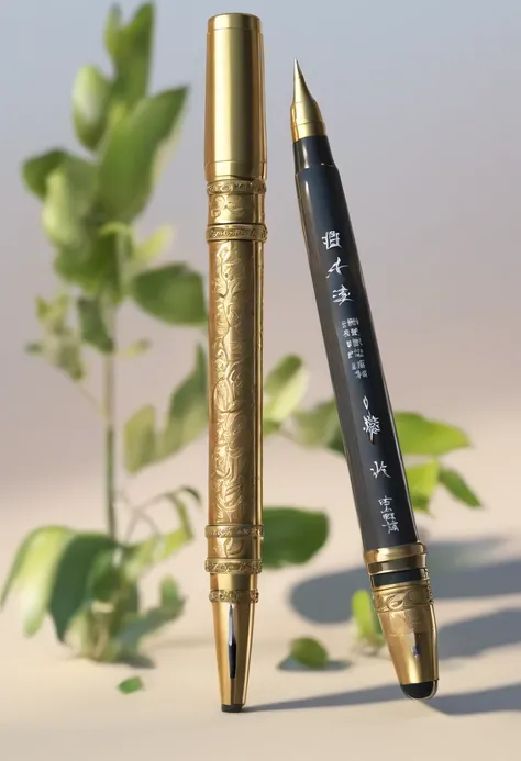 A pen，The barrel of the  an ancient Chinese hosta，The nib part of the  an ancient Chinese brush