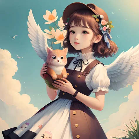 illustratio　girl with　angelicales　kawaii