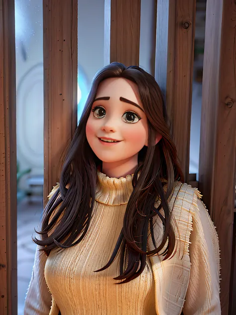 Uma mulher com cabelo solto e ondulado com uma coroa de princesa estilo disney pixar, alta qualidade, melhor qualidade