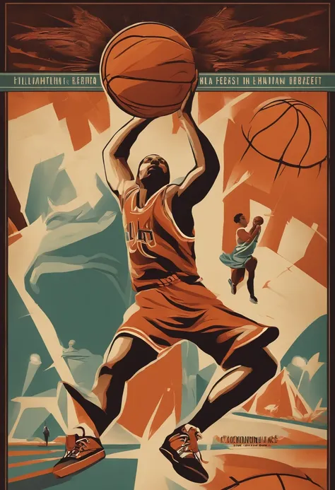 poster de filme, coelho com formas humanas em destaque enterrando uma bola de basquete na cesta