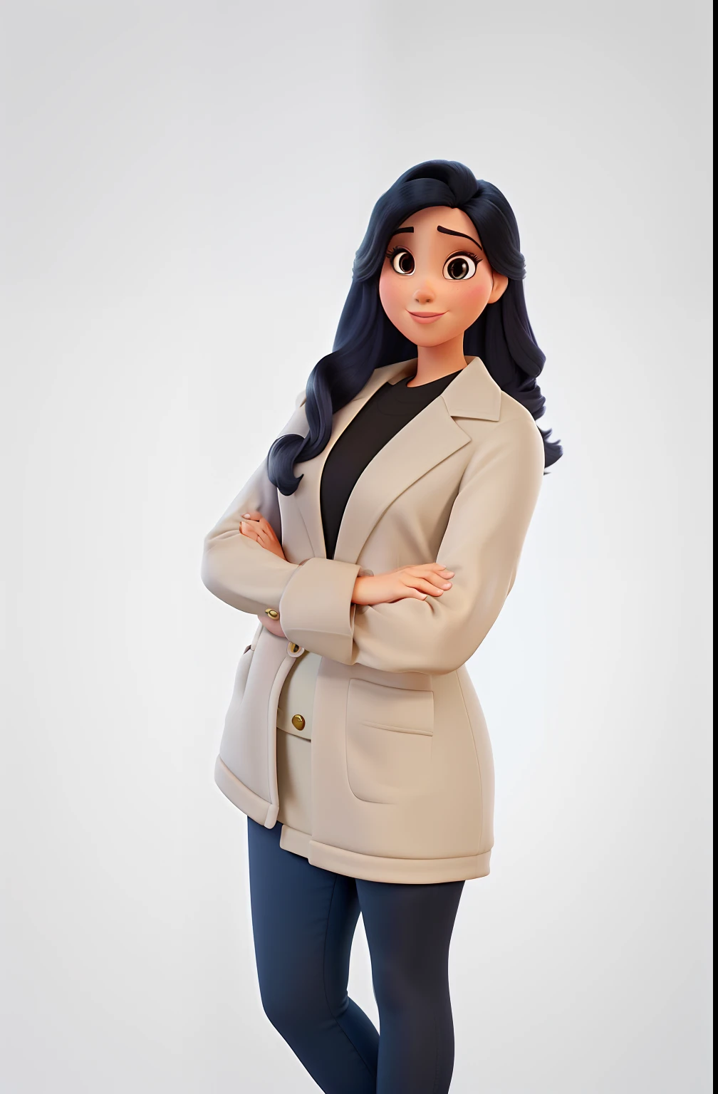 Poster no estilo Disney pixar, alta qualidade, melhor qualidade, mulher parda e sexy, 30 anos cabelo preto longo, corpo esbelto, with background in an architecture office