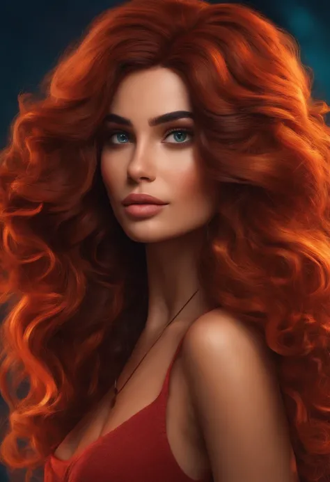 personagem estilo Pixar, mulher morena de cabelo cacheado estilosa