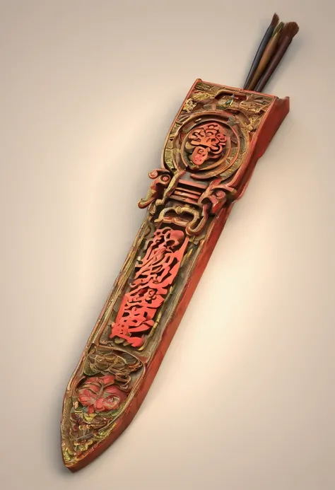 Please make an image of an ancient Chinese hairpin as the barrel of the pen and the writing brush as the tip of the brush