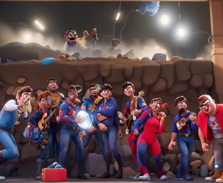 A disney pixar-style superhero band, alta qualidade, melhor qualidade