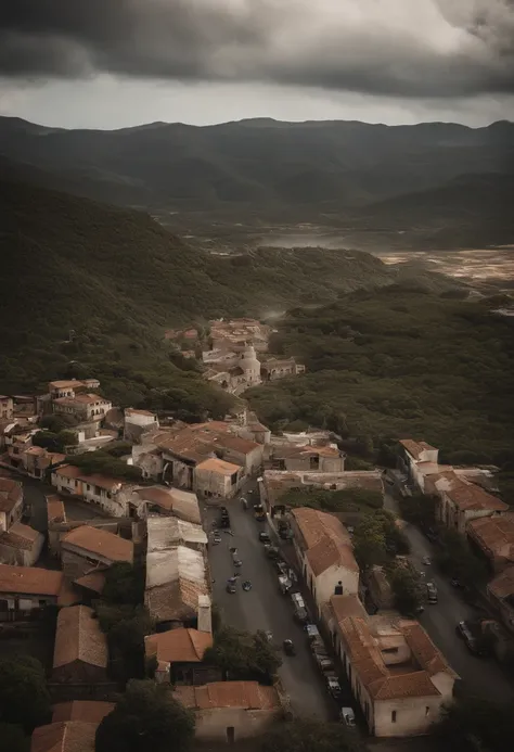 Maremotos，Armageddon，Gran ola，Ruinas，The run-down city creates a cinematic cityscape，Un imponente tsunami golpea el horizonte de la ciudad. La lente debe capturar el poder absoluto y el poder destructivo de la onda., The building in the foreground is parti...