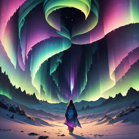 tmasterpiece, 4K, Hyper-Resolution, Optimal image resolution, Amazing illustrations depicting the Northern Lights of the human body, Express your thoughts, Emotions and dreams in surreal and magical landscapes. Use bright colors and meaningful symbols to r...