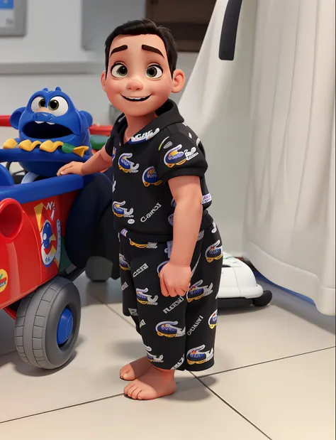 A Disney Pixar-style child, Lacoste clothes black, alta qualidade, melhor qualidade