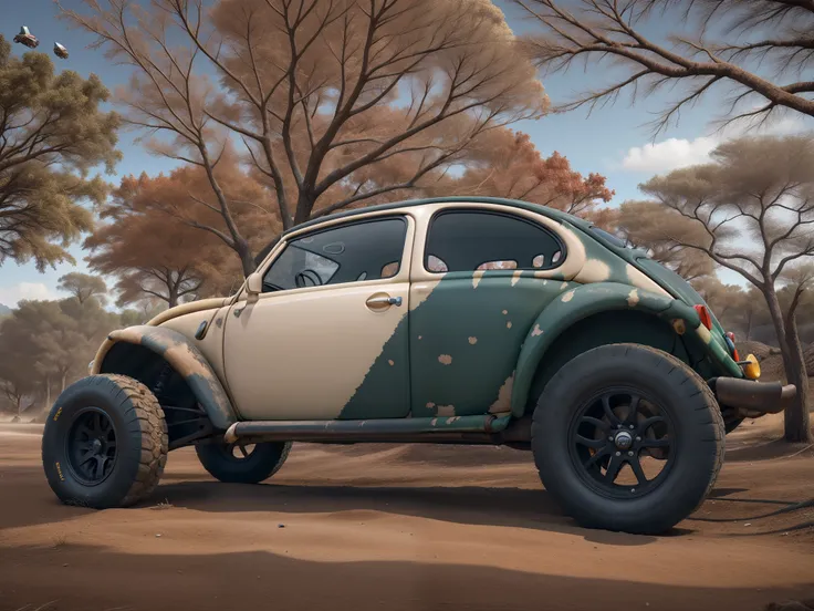 Obra-prima, de melhor qualidade, beetle off road, trilha, pneus grandes, ferrugem, mad Max, lama