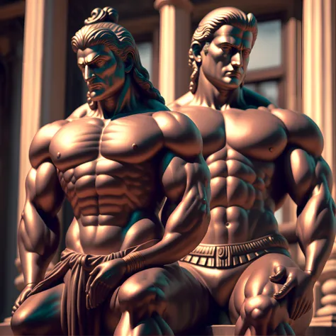 image of statue of muscular philosophers on realistic  8k