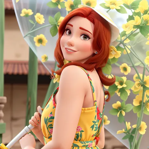 nutricionista ruiva com sardas no rosto estilo disney