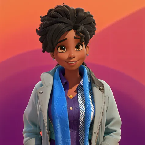 Mulher negra estilo disney pixar, alta qualidade, melhor qualidade