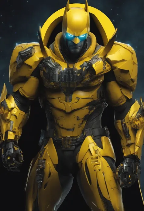 A Yellow Batman in Cybernetic Suit