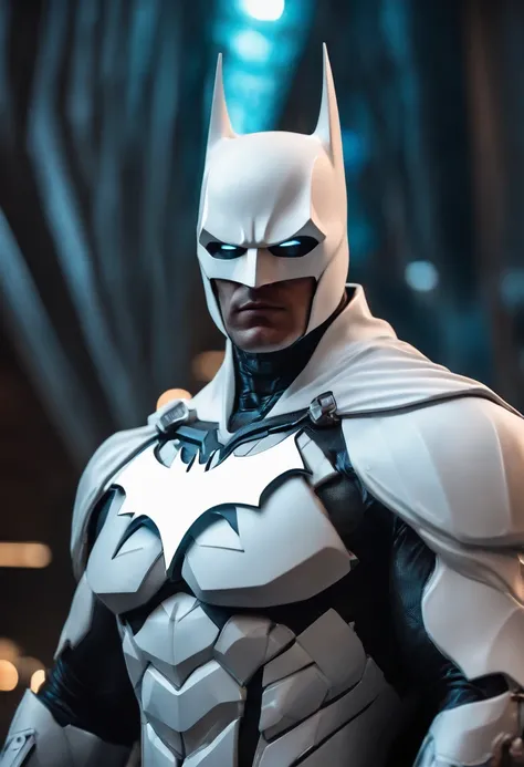 A white Batman in cybernetic suit