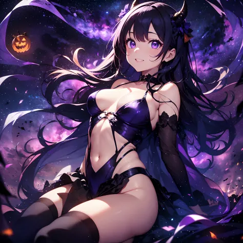 film photography, 1girl in , Sexy , (((Whole body ))) , Dynamic Pose Characters: Halloween、Lantern Ghost Many Appearances Style: Enjoy Halloween with a transcendent smile Extraordinary features: Channeling the Universe to Inspire Dreamers Action: Lying on ...