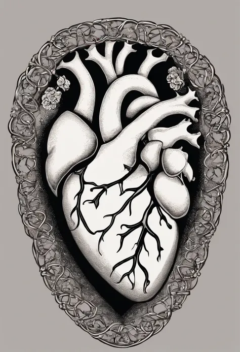 Por favor, Generate an image that depicts a human heart formed from a combination of flesh, barro e pedra. The heart must be wrapped in chains that hold it firmly, Representing strength and vulnerability at the same time. Ademais, I wish there were colorfu...