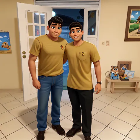 Pai e filho estilo disney pixar, alta qualidade, melhor qualidade