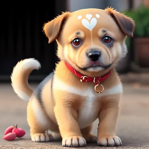 Cachorro amarelo com focinho preto de orelhas pequenas e dobradas