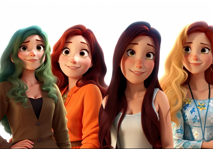 Quatro mulheres duas loiras uma ruiva e uma morena. Pixar. Melhor qualidade